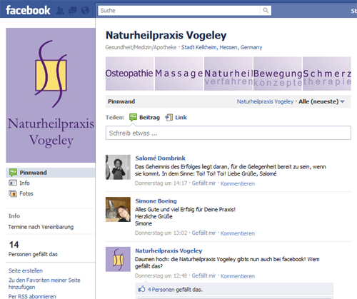 Facebook-Praxisseite Naturheilpraxis Vogeley